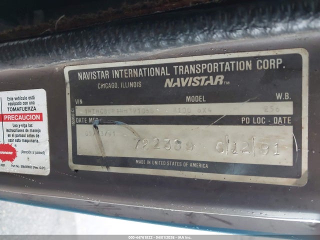 Продаж на аукціоні авто 1992 International 8000 8100, vin: 1HTHCBER1NH391068, номер лоту: 44761822