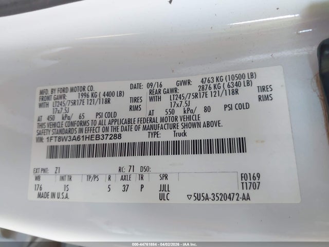 Ford F-350 Xl 2017 1FT8W3A61HEB37288 Image 9