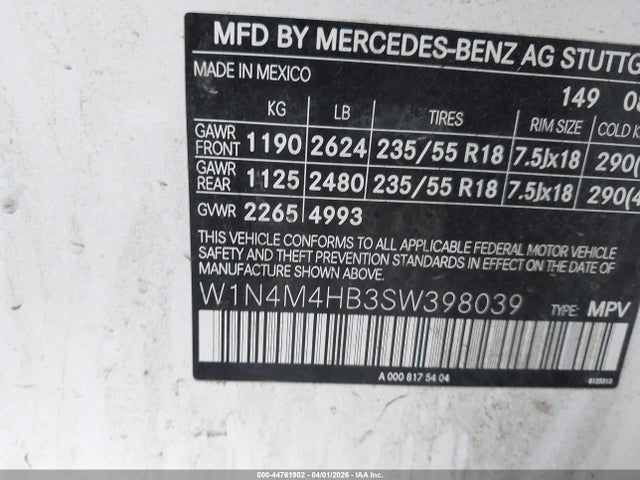 Продажа на аукционе авто 2025 Mercedes-benz Glb 250 4matic, vin: W1N4M4HB3SW398039, номер лота: 44761902