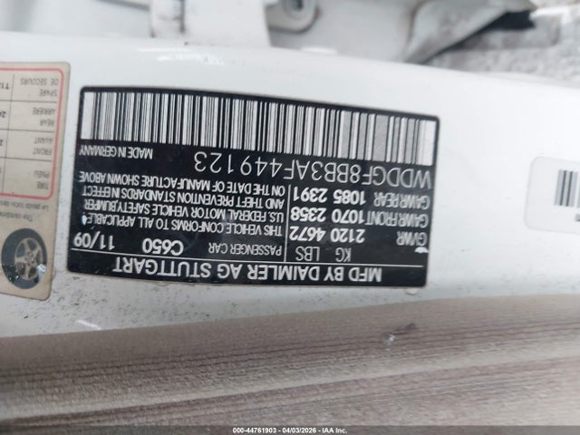 Aukcja sprzedaży 2010 Mercedes-benz C 300 Luxury 4matic/sport 4matic, vin: WDDGF8BB3AF449123, numer aukcji: 44761903