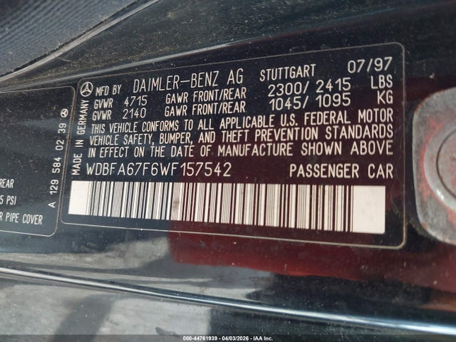 1998 MERCEDES-BENZ SL 500 WDBFA67F6WF157542 Photo 8