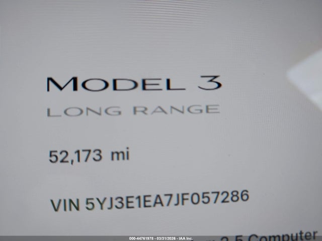 Aukcja sprzedaży 2018 Tesla Model 3 Long Range/mid Range, vin: 5YJ3E1EA7JF057286, numer aukcji: 44761978