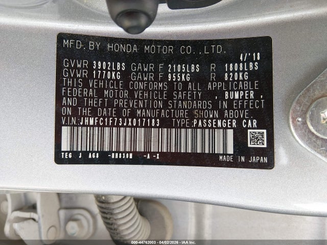 Honda Civic Ex-l 2018 JHMFC1F73JX017183 Image 9