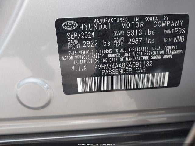 Продаж на аукціоні авто 2025 Hyundai Ioniq 6 Sel, vin: KMHM34AA8SA091132, номер лоту: 44762056