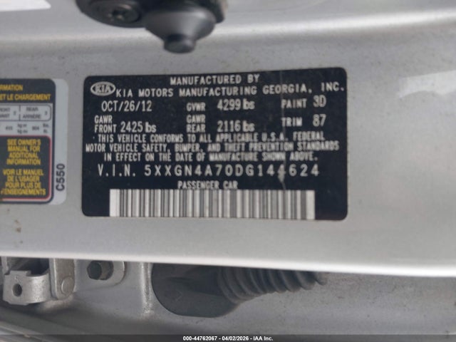 2013 KIA OPTIMA 5XXGN4A70DG144624 Photo 8