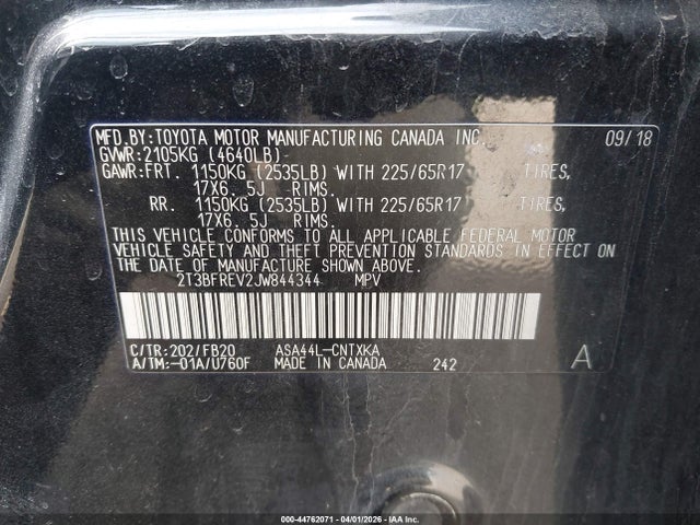 Toyota RAV4 LE 2018 2T3BFREV2JW844344 Image 9