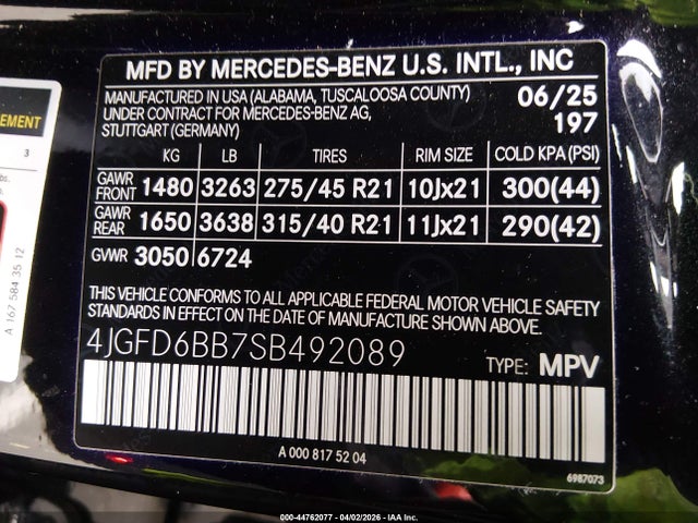 Продаж на аукціоні авто 2025 Mercedes-benz Amg Gle 53 Coupe 4matic+, vin: 4JGFD6BB7SB492089, номер лоту: 44762077