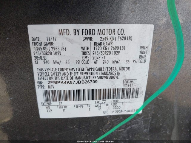 Ford Edge Titanium 2018 2FMPK4K87JBB26709 Image 9