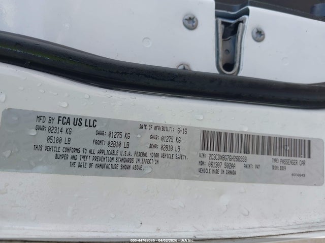 44762085 :رقم المزاد ، 2C3CDXBG7GH266999 vin ، 2016 Dodge Charger Se مزاد بيع