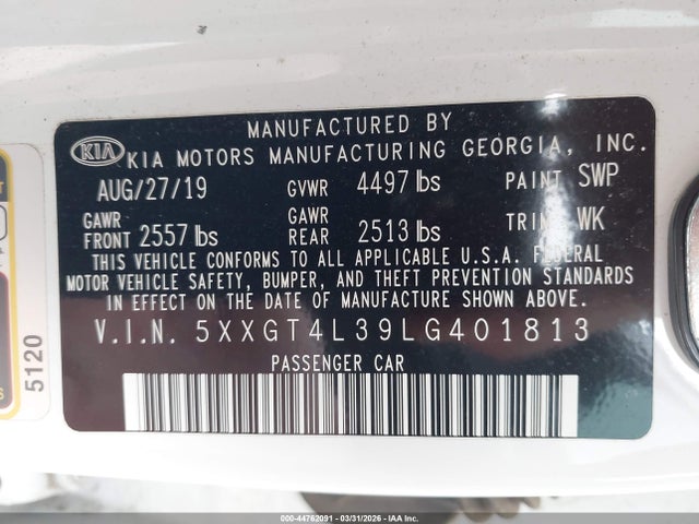 Продаж на аукціоні авто 2020 Kia Optima Lx, vin: 5XXGT4L39LG401813, номер лоту: 44762091
