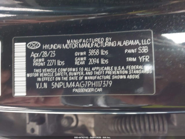 Aukcja sprzedaży 2023 Hyundai Elantra Sel, vin: 5NPLM4AG7PH117379, numer aukcji: 44762102