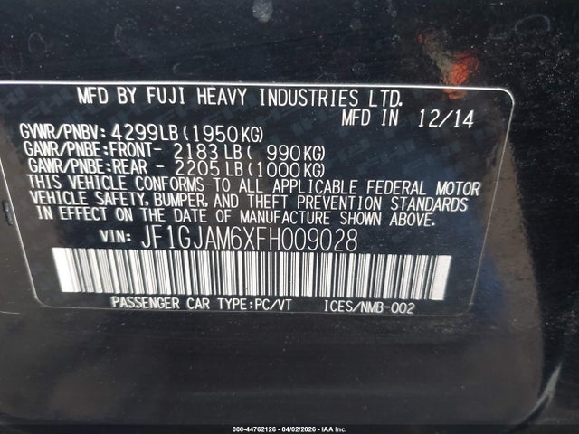 JF1GJAM6XFH009028 Subaru Impreza 2.0i Limited