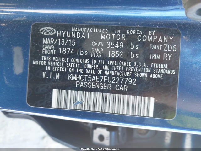 Hyundai ACCENT GS 2015 KMHCT5AE7FU227792 Image 9
