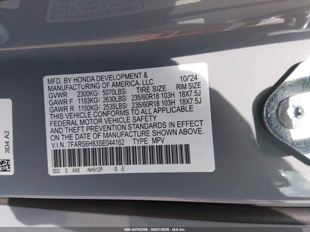 Продаж на аукціоні авто 2025 Honda Cr-v Hybrid Sport-l, vin: 7FARS6H83SE044162, номер лоту: 44762206