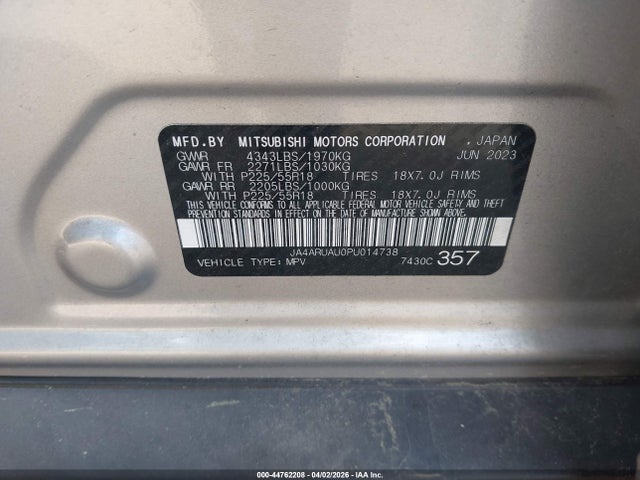 Aukcja sprzedaży 2023 Mitsubishi Outlander Sport 2.0 Es Awc/2.0 Le Awc/2.0 Ralliart Awc/2.0 S Awc/2.0 Se Awc, vin: JA4ARUAU0PU014738, numer aukcji: 44762208