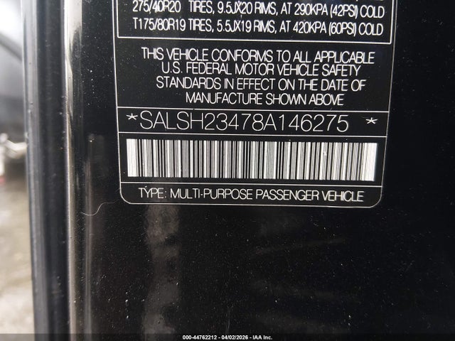 2008 LAND ROVER RANGE ROVER SPORT SALSH23478A146275 Photo 8