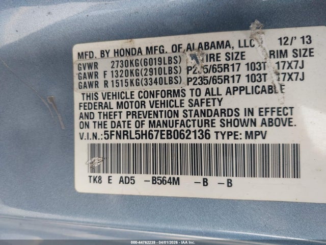 Продажа на аукционе авто 2014 Honda Odyssey Ex-l, vin: 5FNRL5H67EB062136, номер лота: 44762239