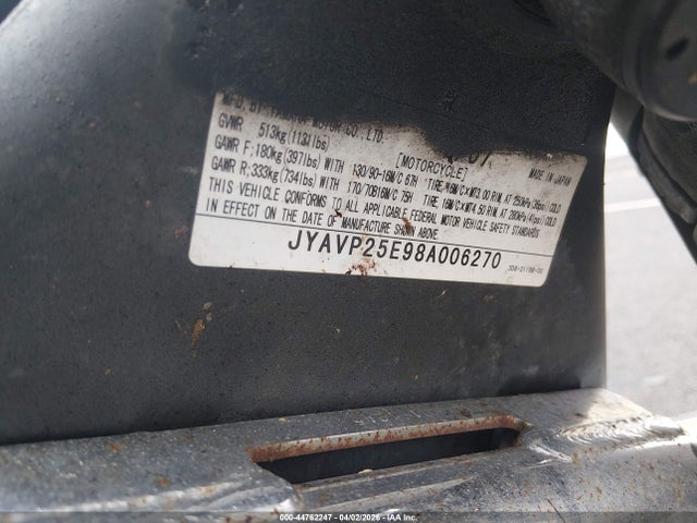 2008 YAMAHA XVS1300 JYAVP25E98A006270 Photo 9