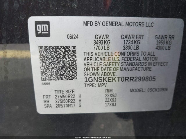 1GNSKEKT0RR299805 Chevrolet Suburban 4wd Rst