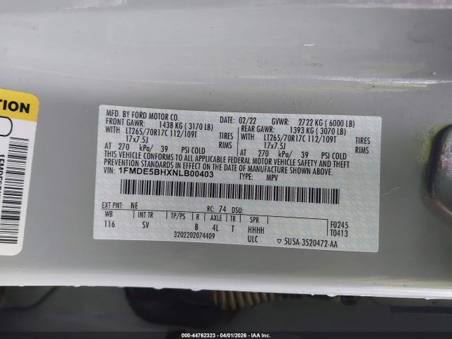 2022 FORD BRONCO 1FMDE5BHXNLB00403 Photo 8