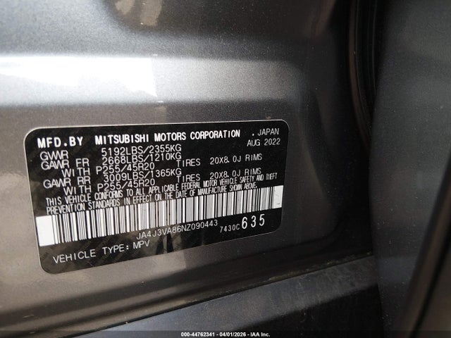 Продажа на аукционе авто 2022 Mitsubishi Outlander Sel 2.5 2wd/sel Special Edition 2wd, vin: JA4J3VA86NZ090443, номер лота: 44762341