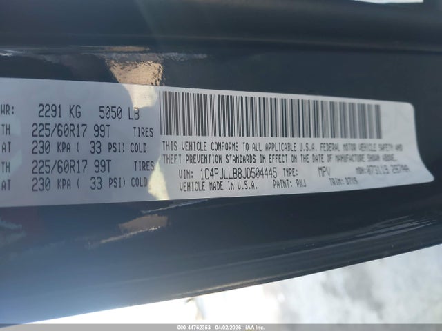 Продажа на аукционе авто 2018 Jeep Cherokee Latitude Plus Fwd, vin: 1C4PJLLB8JD504445, номер лота: 44762353