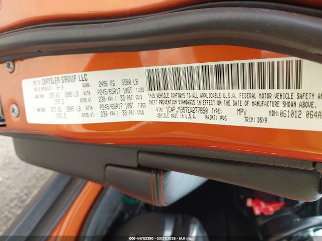 Aukcja sprzedaży 2014 Jeep Cherokee Trailhawk, vin: 1C4PJMBS7EW277850, numer aukcji: 44762380