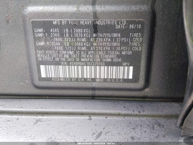 Продажа на аукционе авто 2011 Subaru Outback 2.5i, vin: 4S4BRBAC1B3325160, номер лота: 44762382