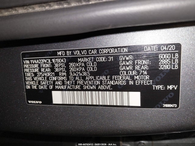 YV4A22PK3L1619043 Volvo Xc90 T6 Momentum 7 Passenger