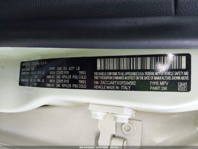 Продаж на аукціоні авто 2016 Jeep Renegade 75th Anniversary, vin: ZACCJABTXGPD04562, номер лоту: 44762504