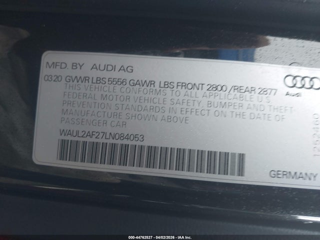 Продаж на аукціоні авто 2020 Audi A6 Premium Plus 55 Tfsi Quattro S Tronic, vin: WAUL2AF27LN084053, номер лоту: 44762527