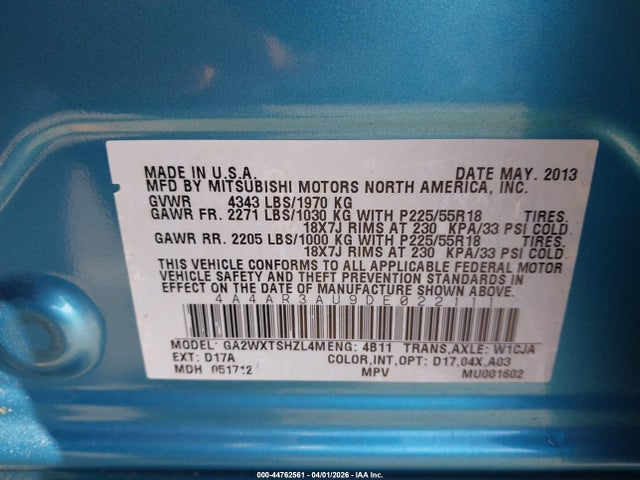 2013 MITSUBISHI OUTLANDER SPORT 4A4AR3AU9DE022111 Photo 8