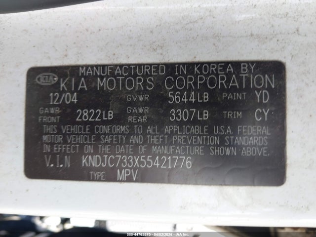 2005 KIA SORENTO KNDJC733X55421776 Photo 8