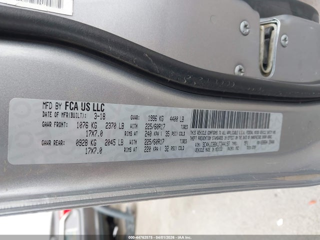 44762575 :رقم المزاد ، 3C4NJCBBXJT344197 vin ، 2018 Jeep Compass Latitude Fwd مزاد بيع