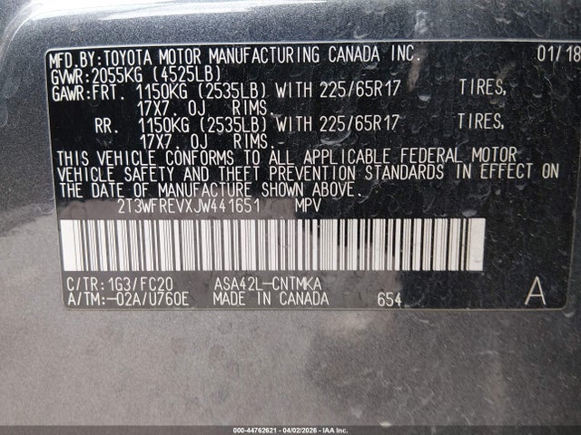 Toyota Rav4 Xle 2018 2T3WFREVXJW441651 Image 9