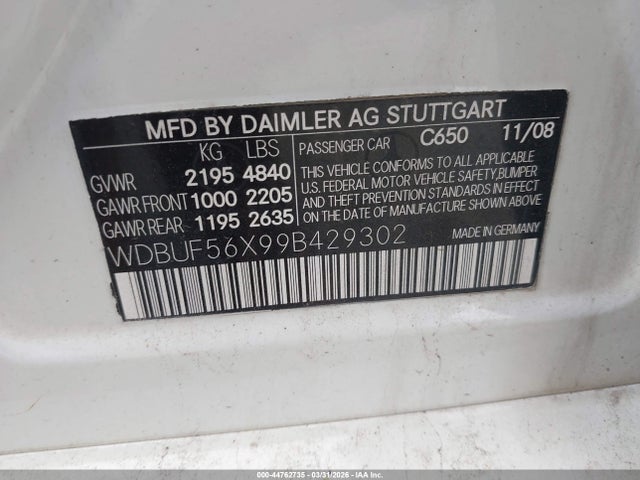 Продажа на аукционе авто 2009 Mercedes-benz E 350, vin: WDBUF56X99B429302, номер лота: 44762735