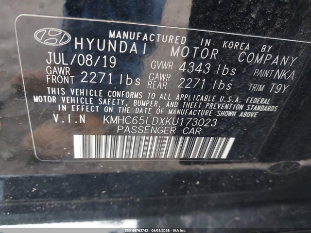 Aukcja sprzedaży 2019 Hyundai Ioniq Plug-in Hybrid, vin: KMHC65LDXKU173023, numer aukcji: 44762742