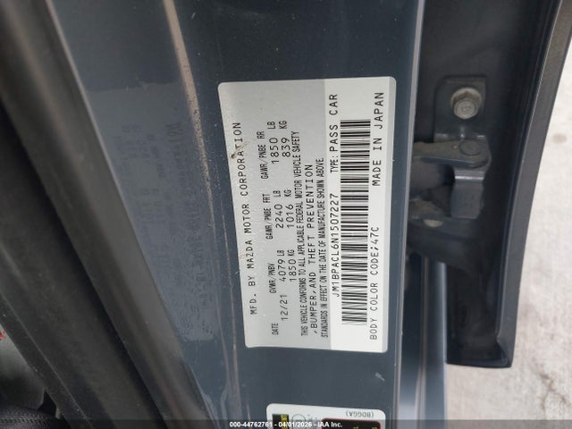 Продаж на аукціоні авто 2022 Mazda Mazda3 Carbon Edition, vin: JM1BPACL6N1507227, номер лоту: 44762761