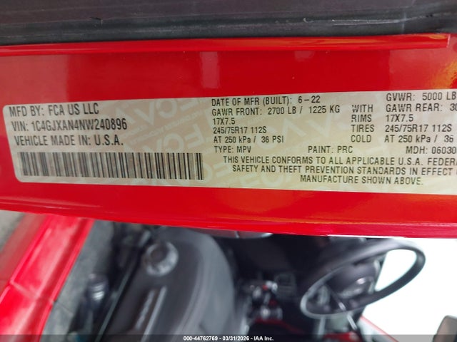 2022 JEEP WRANGLER 1C4GJXAN4NW240896 Photo 8