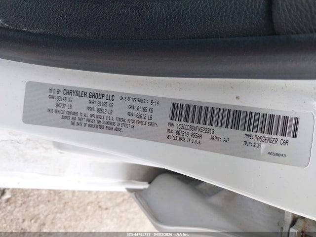 44762777 :رقم المزاد ، 1C3CCCBGXFN522313 vin ، 2015 Chrysler 200 S مزاد بيع