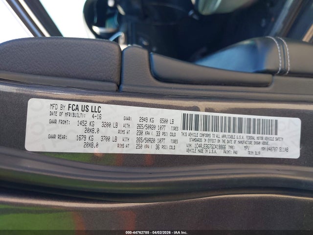 2016 Jeep Grand Cherokee Limited მანქანა იყიდება აუქციონზე, vin: 1C4RJEBG7GC418866, აუქციონის ნომერი: 44762785