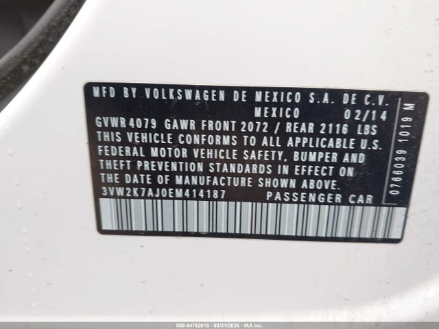 3VW2K7AJ0EM414187 Volkswagen Jetta 2.0l S