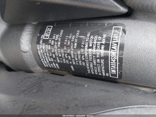 Продаж на аукціоні авто 2022 Triumph Motorcycle Street Triple Rs, vin: SMTA554S5NTAV1101, номер лоту: 44762823
