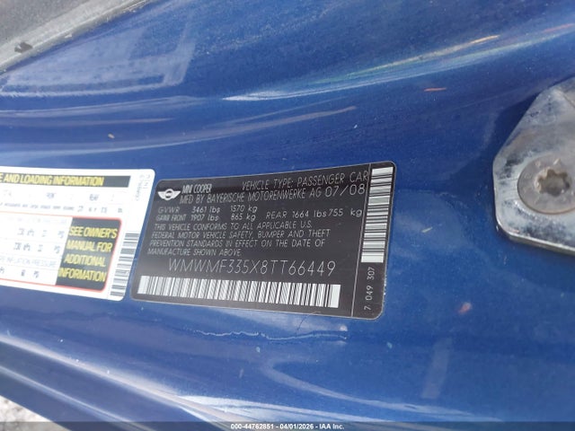 2008 MINI COOPER WMWMF335X8TT66449 Photo 8