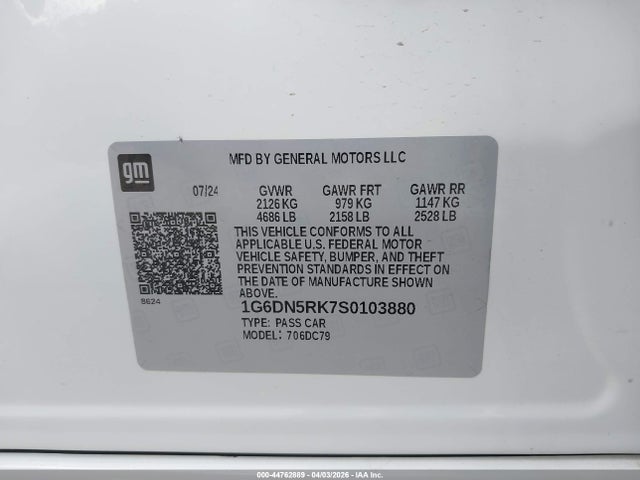 Продажа на аукционе авто 2025 Cadillac Ct5 Premium Luxury Rwd, vin: 1G6DN5RK7S0103880, номер лота: 44762889