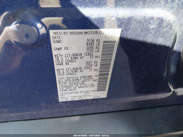 5N1AT2MT6HC810296 Nissan Rogue Sl