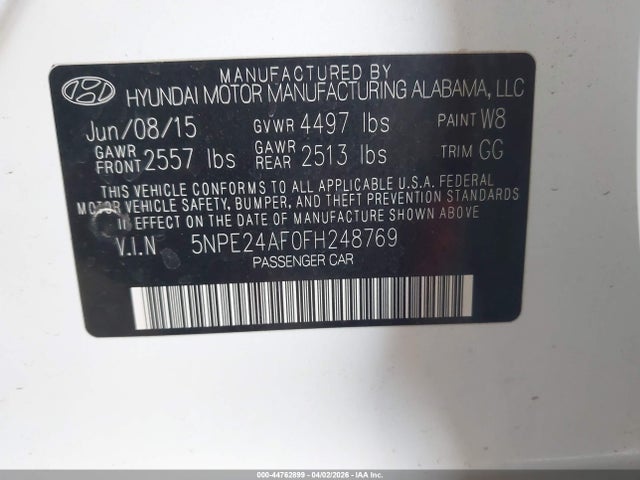 Hyundai SONATA SE 2015 5NPE24AF0FH248769 Image 9
