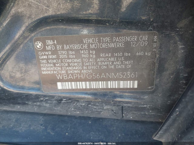 Продажа на аукционе авто 2010 Bmw 328i, vin: WBAPH7G56ANM52361, номер лота: 44762974