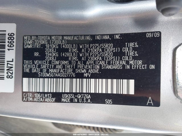 Aukcja sprzedaży 2010 Toyota Sequoia Platinum 5.7l V8, vin: 5TDDW5G14AS027776, numer aukcji: 44762993