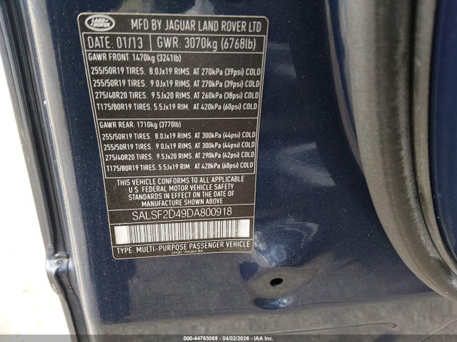2013 LAND ROVER RANGE ROVER SPORT SALSF2D49DA800918 Photo 8